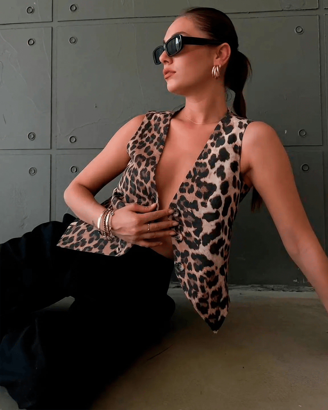 Bianca Leopar Desenli Yelek