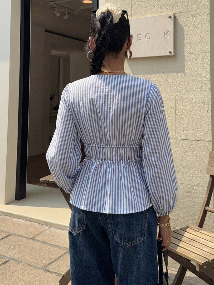Yelena Striped Tie-Front Blouse